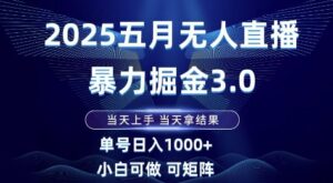 2025五月无人直播暴力掘金3.0，当天上手，当天拿结果，单号日入1k+小白可做可矩阵【揭秘】-五六七网创电商学院