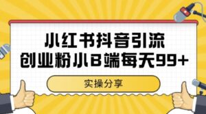 小红书抖音创业粉，小B端粉自热，日引99+的一个玩法【揭秘】-五六七网创电商学院