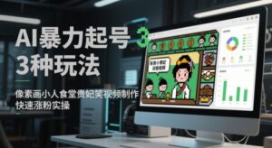 AI暴力起号3种玩法，像素画小人食堂贵妃搞笑视频制作，快速涨粉实操-五六七网创电商学院