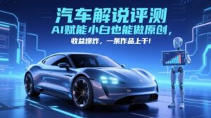 抖音汽车解说评测赛道，AI赋能小白也能做原创，收益爆炸，一条作品上千-五六七网创电商学院