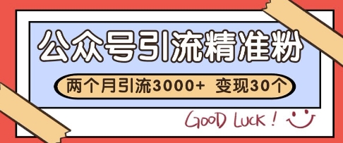 公众号精准粉引流玩法，2个月3000+精准粉，变现30个W【揭秘】-五六七网创电商学院