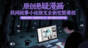 原创悬疑漫画民间故事小说推文全新完整课程， 搭配ai绘画，0基础轻松上手，撸分成和伙伴计划-五六七网创电商学院