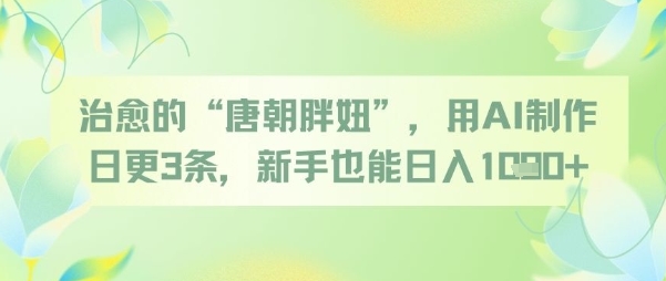 治愈的“唐朝胖妞”，用AI制作日更3条，新手也能日入多张-五六七网创电商学院