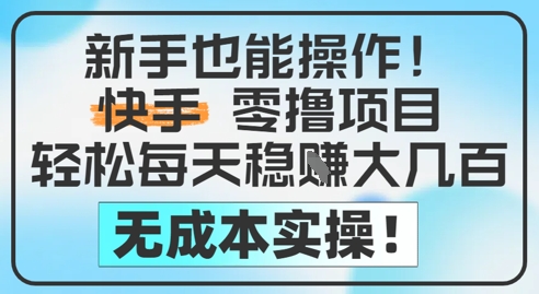 新手也能操作，快手零撸挣米，轻松每天挣2-5张，完全无成本-五六七网创电商学院