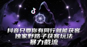 抖音只要你有同行就能获客，独家野路子获客玩法，暴力截流【揭秘】-五六七网创电商学院