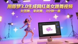 用即梦3.0生成网红美女跳舞视频，女团舞、来财舞，3分钟一条-五六七网创电商学院