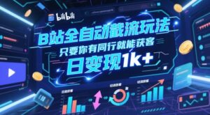 B站全自动截流玩法只要你有同行就能获客，日变现1k+【揭秘】-五六七网创电商学院