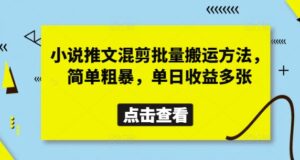 小说推文混剪批量搬运方法，简单粗暴，单日收益多张-五六七网创电商学院