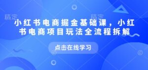 小红书电商掘金课，小红书电商项目玩法全流程拆解(更新5月)-五六七网创电商学院