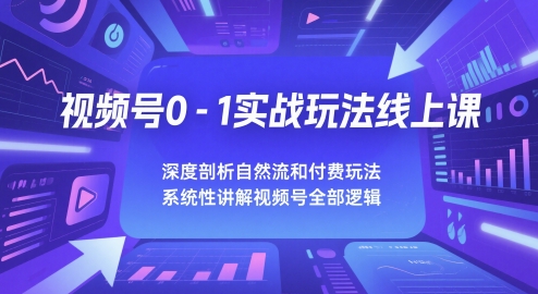 视频号0-1实战玩法线上课，深度剖析自然流和付费玩法，统性讲解视频号全部逻辑-五六七网创电商学院