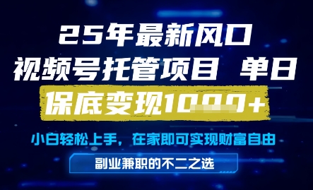 25年最新风口，视频号托管项目，单日保底变现1k+，手把手教学【揭秘】-五六七网创电商学院