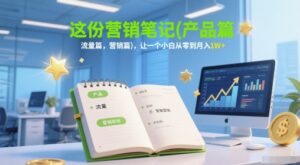 这份营销笔记(产品篇，流量篇，营销篇)，让一个小白从零到月入1W+-五六七网创电商学院