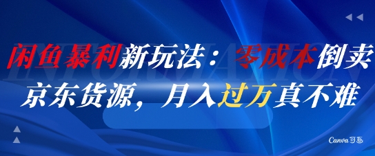 闲鱼暴利新玩法：零成本倒卖京东货源，月入过1W真不难-五六七网创电商学院