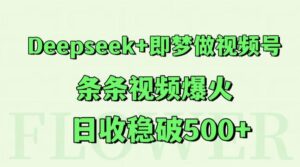 Deepseek+即梦做视频号,条条视频爆火,日收稳破500+-五六七网创电商学院