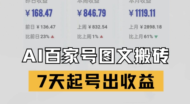 百家号搬砖新玩法，AI一键仿写爆文，7天起号出收益-五六七网创电商学院