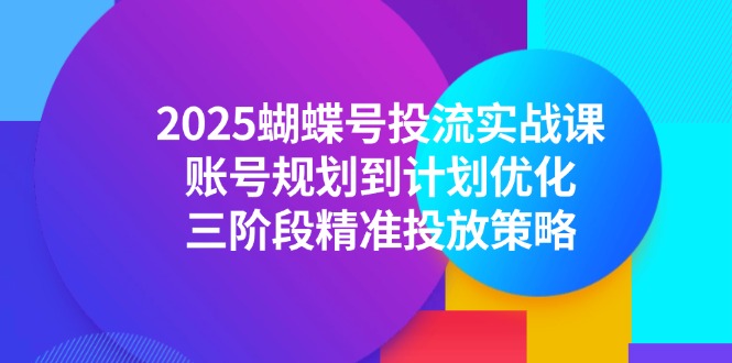 2025蝴蝶号投流实战课，账号规划到计划优化，三阶段精准投放策略-五六七网创电商学院