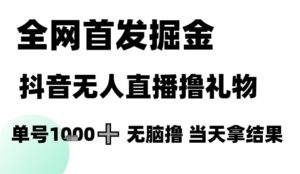 全网首发掘金抖音无人直播撸礼物，单号1k +无脑撸，当天拿结果【揭秘】-五六七网创电商学院