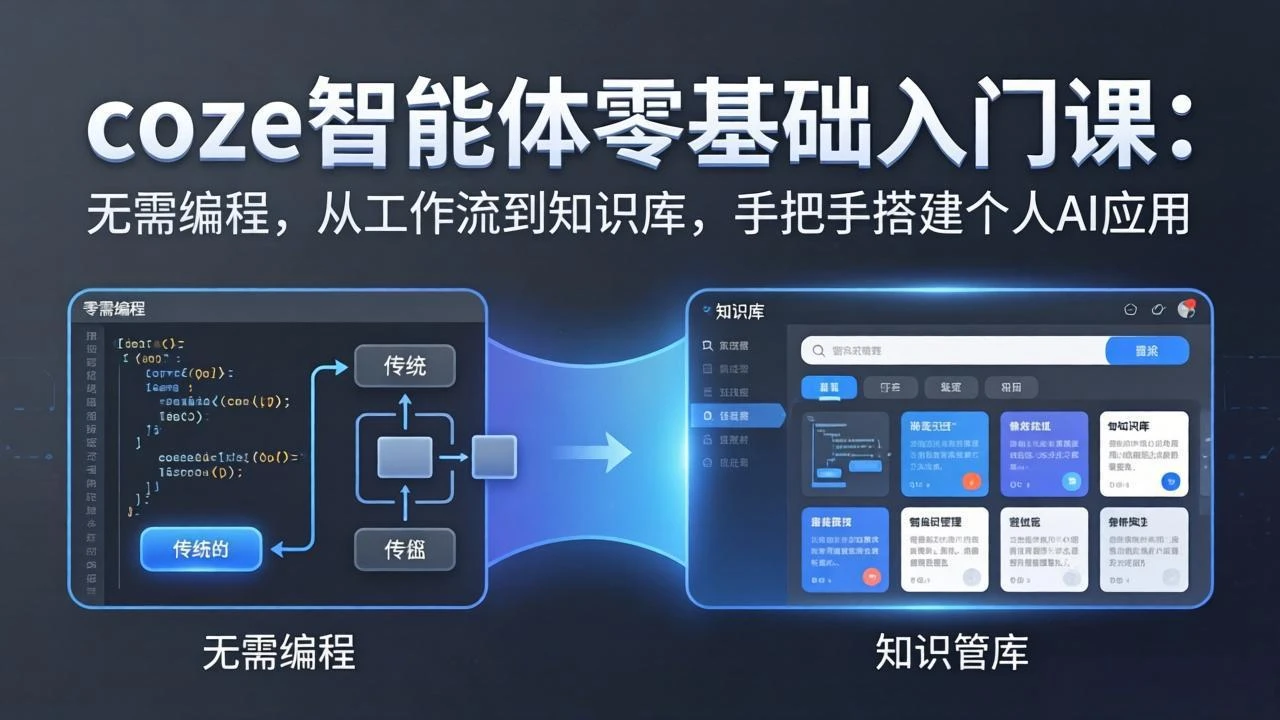 【精】coze智能体实战训练营零基础入门课：无需编程，从工作流到知识库，手把手搭建个人AI应用-五六七网创电商学院