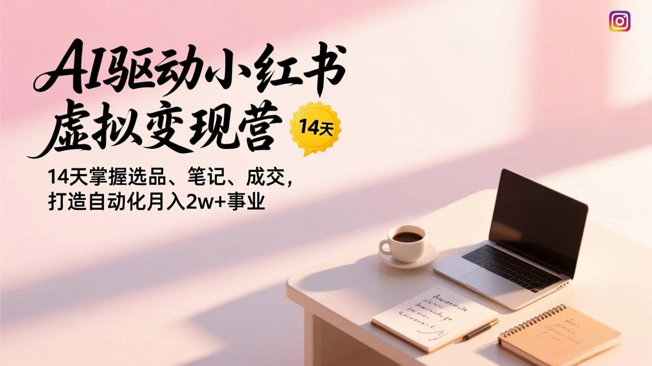 【精】AI驱动小红书虚拟变现营，14天掌握选品、笔记、成交，打造自动化月入2w+事业-五六七网创电商学院
