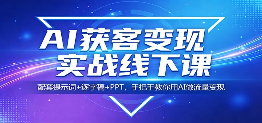 【精】AI获客变现实战线下课：配套提示词+逐字稿+PPT，手把手教你用AI做流量变现-五六七网创电商学院
