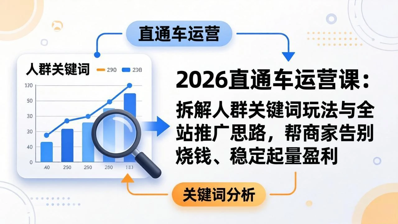【精】2026直通车运营课:拆解人群关键词玩法与全站推广思路,帮商家告别烧钱、稳定起量盈利-五六七网创电商学院