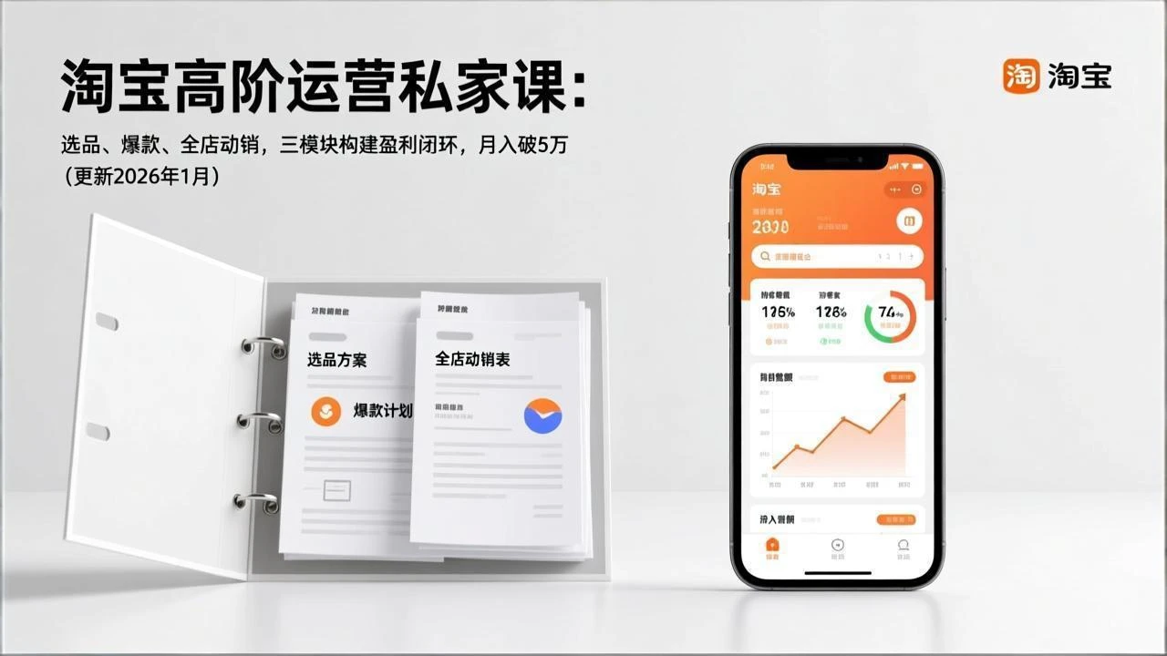 【精】淘宝高阶运营私家课：选品、爆款、全店动销，三模块构建盈利闭环，月入破5万（更新26年1月）-五六七网创电商学院