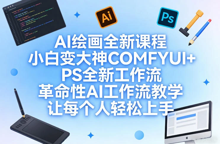 AI绘画全新课程,小白变大神COMFYUI+PS全新工作流,革命性AI工作流教学,让每个人轻松上手-五六七网创电商学院