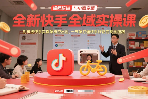 全新快手全域实操课,封神级快手实操课横空出世,一节课打通快手好物变现全链路-五六七网创电商学院