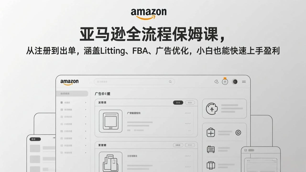 【精】亚马逊全流程保姆课，从注册到出单，涵盖Listing、FBA、广告优化，小白也能快速上手盈利-五六七网创电商学院