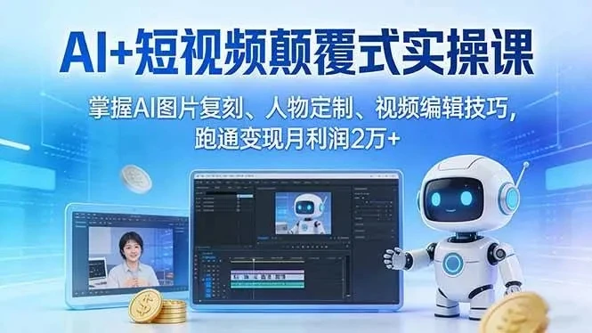 【精】AI+短视频颠覆式实操课：掌握AI图片复刻、人物定制、视频编辑技巧，跑通变现月利润2万+-五六七网创电商学院