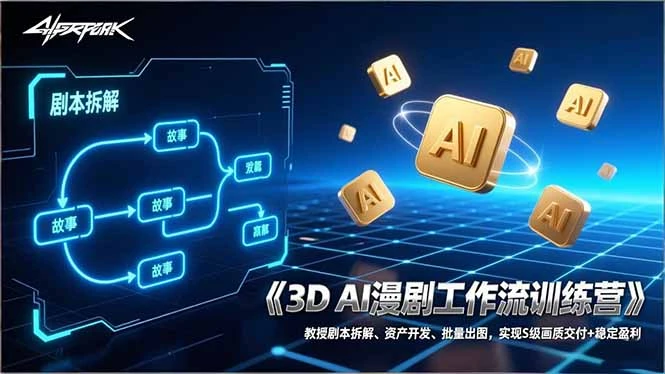 【精】3D AI漫剧工作流训练营：教授剧本拆解、资产开发、批量出图，实现S级画质交付+稳定盈利-五六七网创电商学院