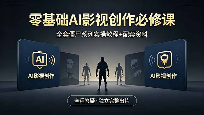 【精】零基础AI影视创作必修课，全套僵尸系列实操教程加配套资料，全程答疑带你独立完整出片-五六七网创电商学院