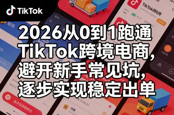 【精】2026从0到1跑通TikTok跨境电商，避开新手常见坑，逐步实现稳定出单（更新0414）-五六七网创电商学院