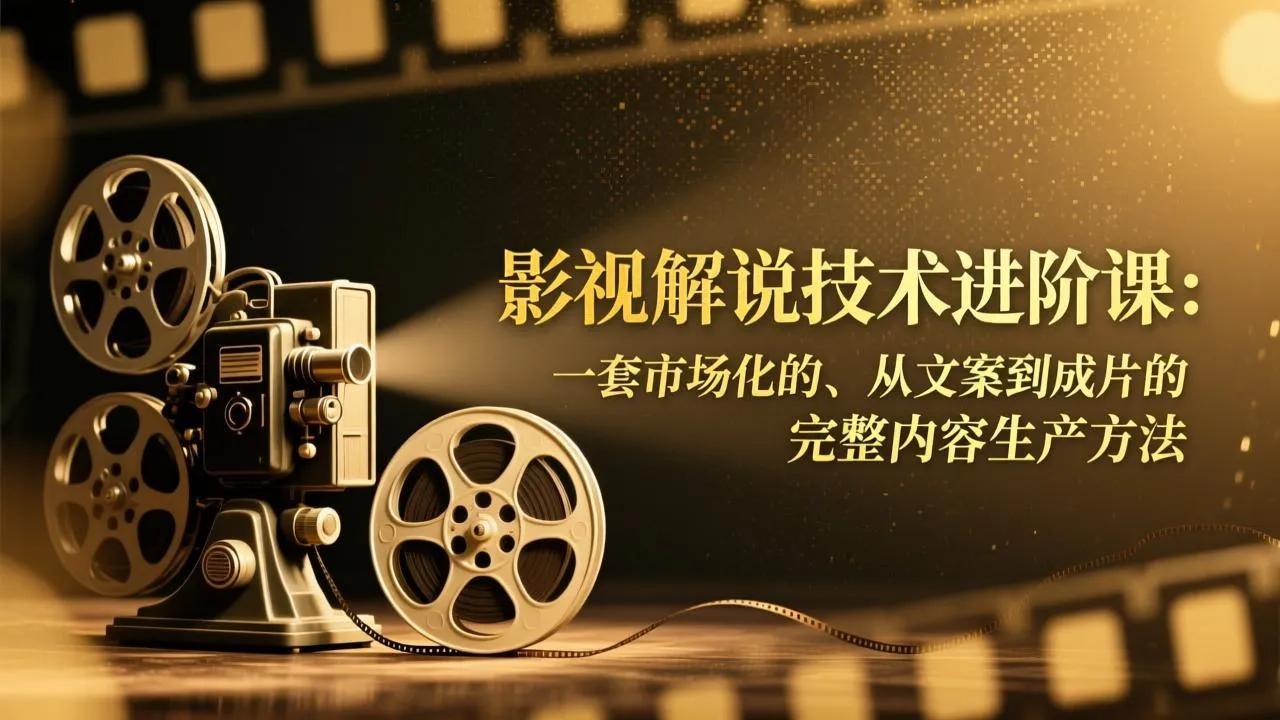 【精】影视解说技术进阶课：一套市场化的、从文案到成片的完整内容生产方法-五六七网创电商学院