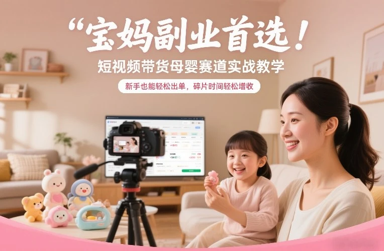 【精】宝妈副业首选！短视频带货母婴赛道实战教学，新手也能轻松出单，碎片时间轻松增收-五六七网创电商学院