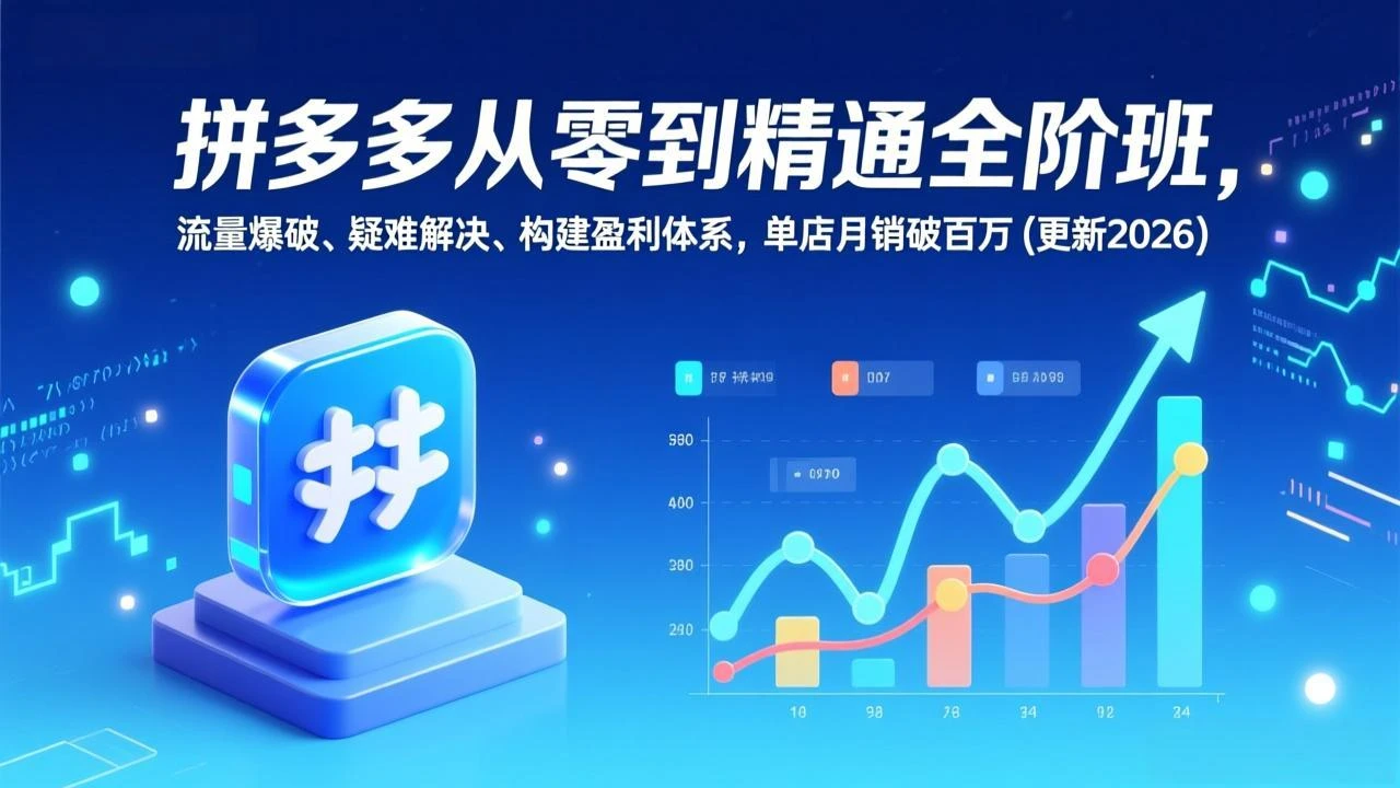 【精】拼多多从零到精通全阶班，流量爆破、疑难解决，构建盈利体系，单店月销破百万(更新2026）-五六七网创电商学院