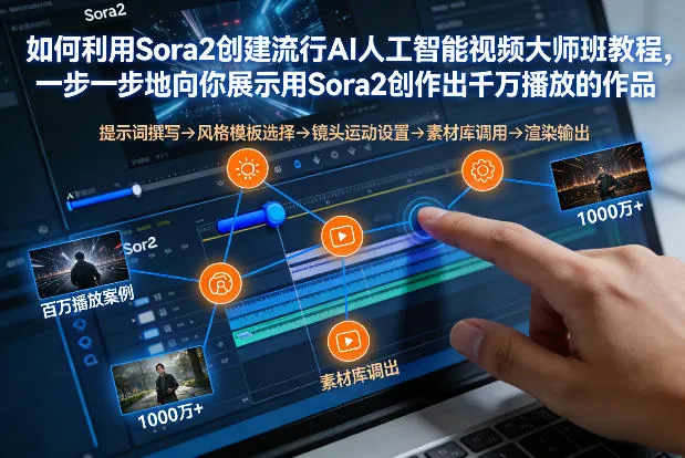 如何利用Sora2创建流行AI人工智能视频大师班，一步一步地向你展示用Sora2创作出千万播放的作品-五六七网创电商学院