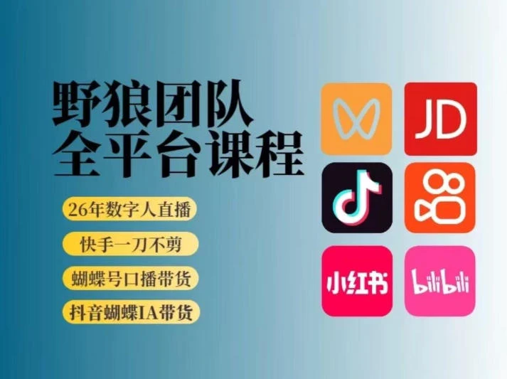 【精】野狼团队2026新版全平台短视频带货教学｜打开流量突破口，开始Ai带货(更新26年3月)-五六七网创电商学院