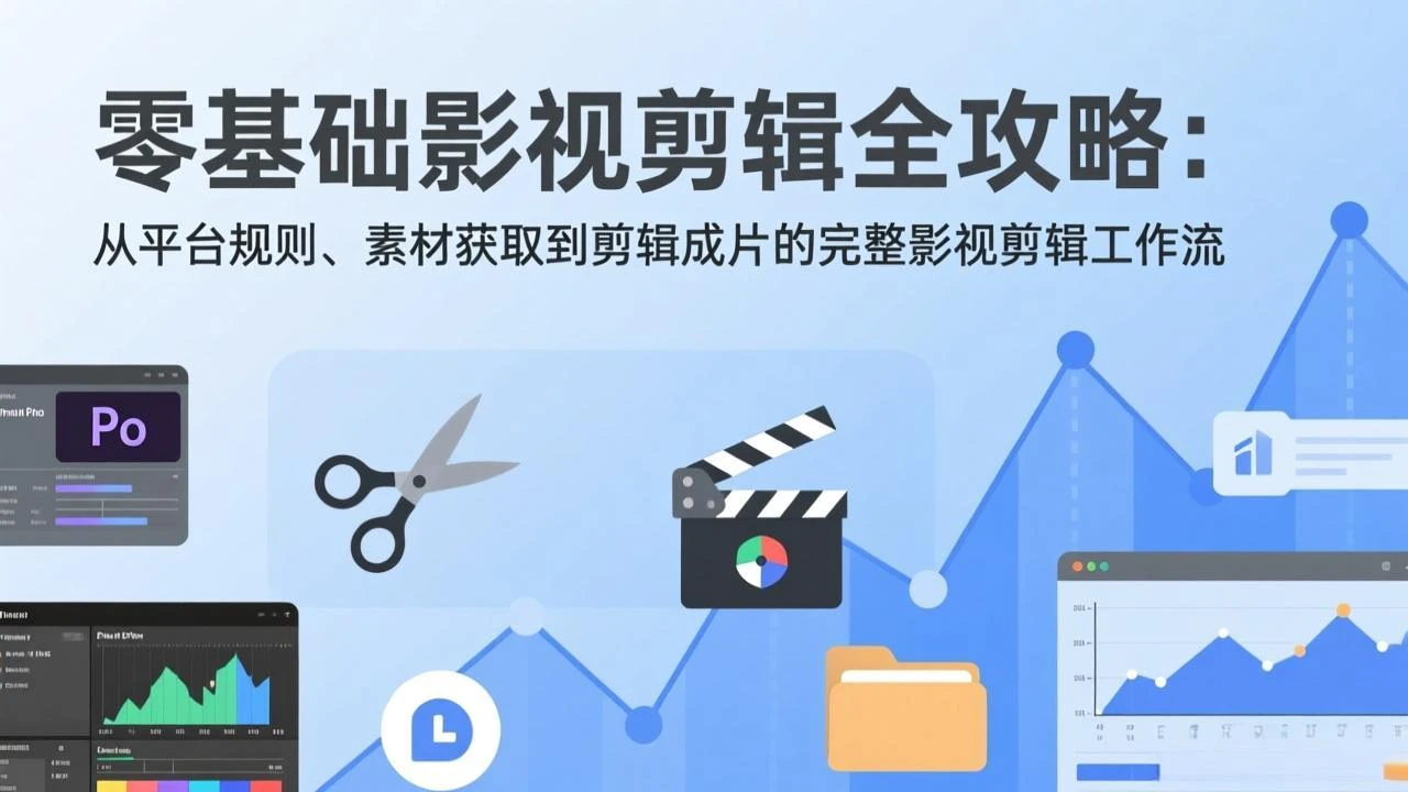 【精】零基础影视剪辑全攻略：从平台规则、素材获取到剪辑成片的完整影视剪辑工作流-五六七网创电商学院