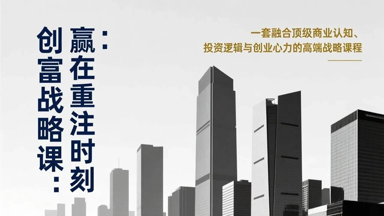 【精】创富战略课线下录音：赢在重注时刻，一套融合顶级商业认知、投资逻辑与创业心力的高端战略课程-五六七网创电商学院