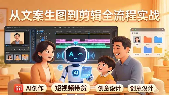 【精】原创 AI 剧情短视频带货:AI+家庭剧情+带货广告,从文案生图到剪辑全流程实战-五六七网创电商学院