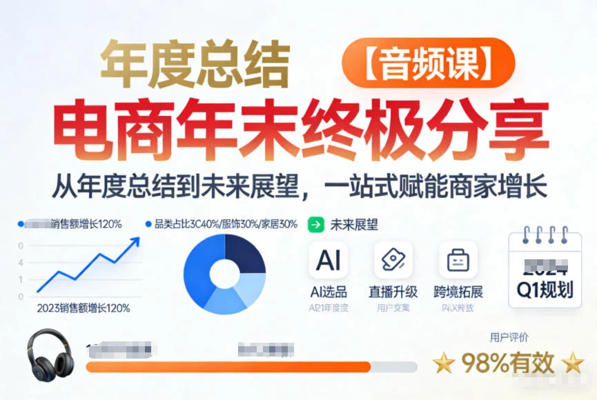 电商年未终极分享,从年度总结到未来展望,一站式赋能商家增长【音频课】-五六七网创电商学院