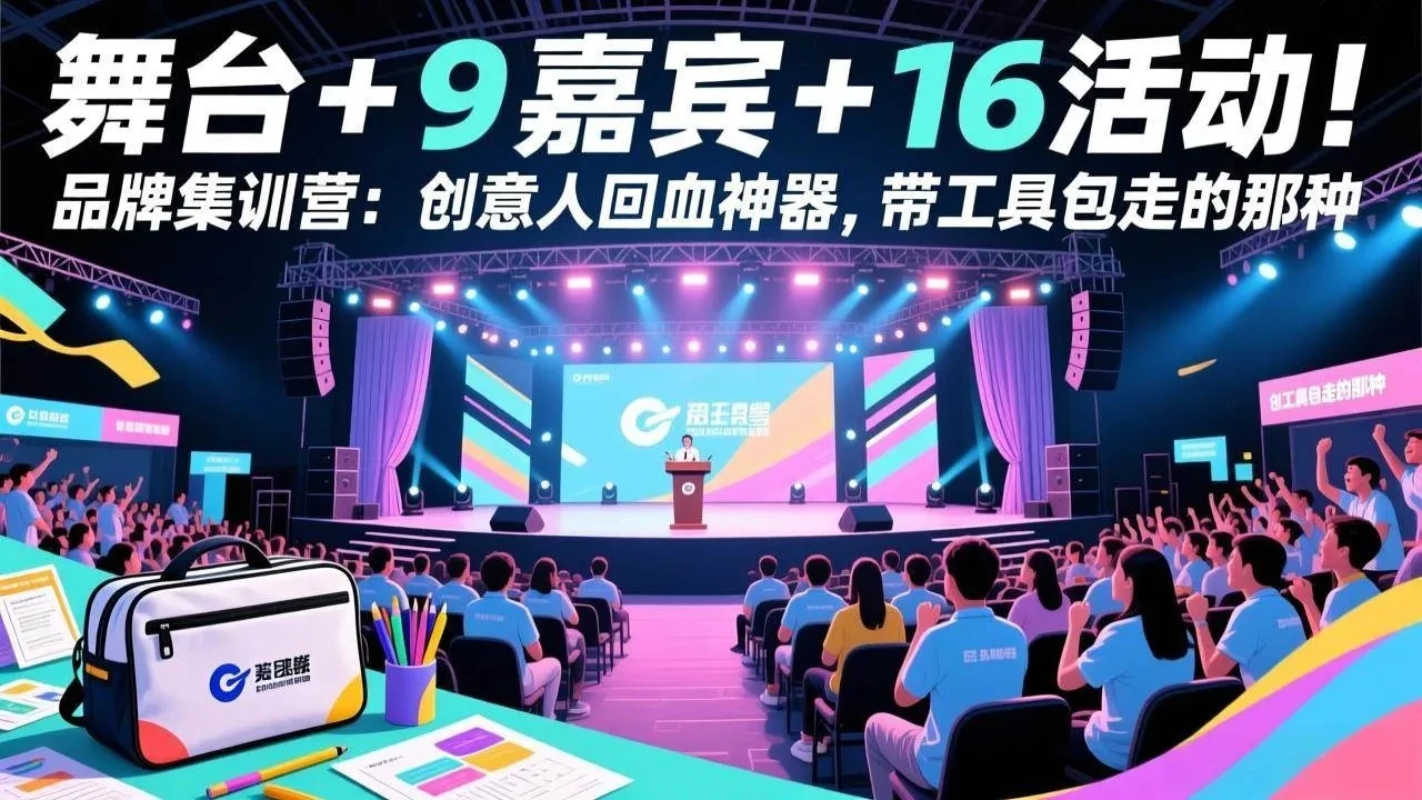 【精】舞台 + 9 嘉宾 + 16 活动！品牌集训营：创意人回血神器，带工具包走的那种-五六七网创电商学院