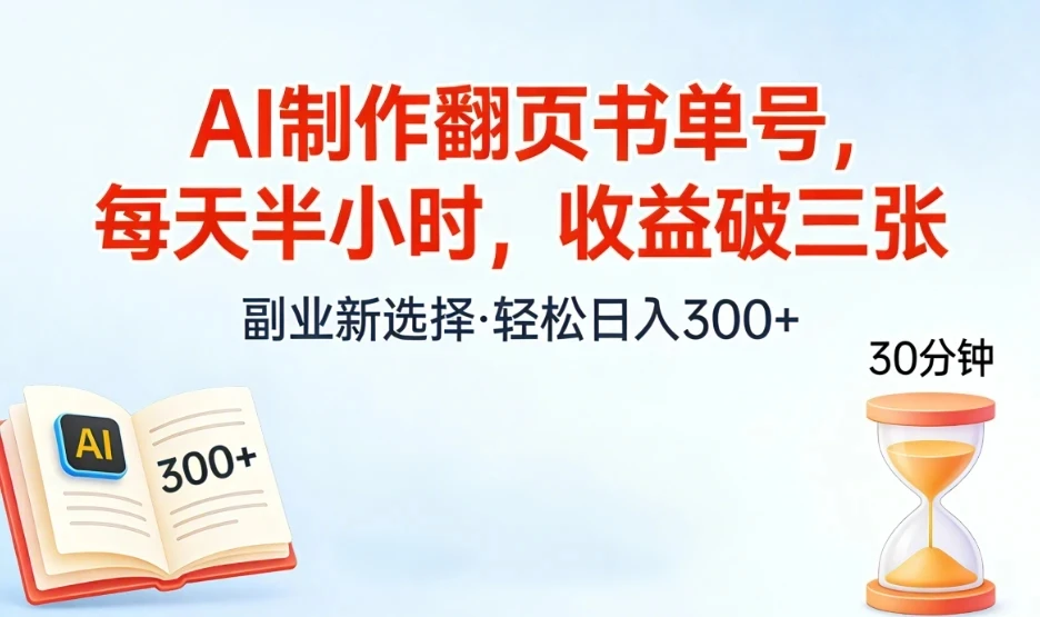 AI制作翻页书单号，每天半小时，小白轻松上手-五六七网创电商学院