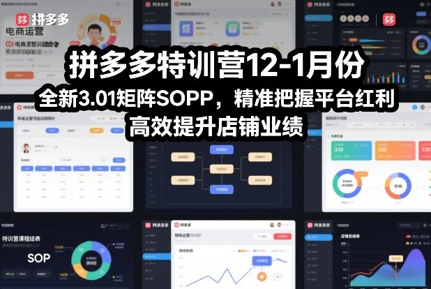 【精】拼多多特训营12-1月份，全新3.01矩阵Sop，精准把握平台红利，高效提升店铺业绩-五六七网创电商学院