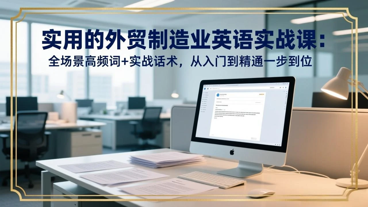 【精】实用的外贸制造业英语实战课：全场景高频词+实战话术，从入门到精通一步到位-五六七网创电商学院
