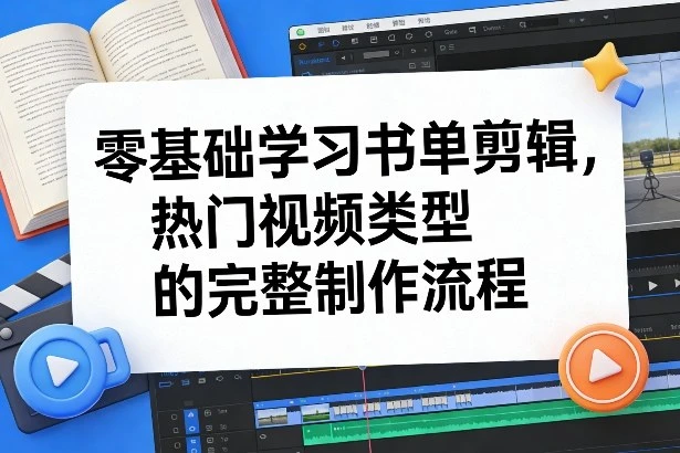 【精】零基础学习书单剪辑，热门视频类型的完整制作流程(更新2026)-五六七网创电商学院
