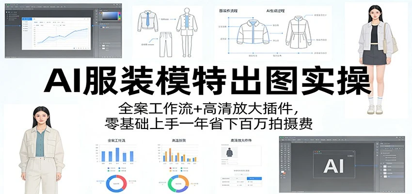 AI服装模特出图实操:全案工作流+ 高清放大插件,零基础上手一年省下百万拍摄费-五六七网创电商学院