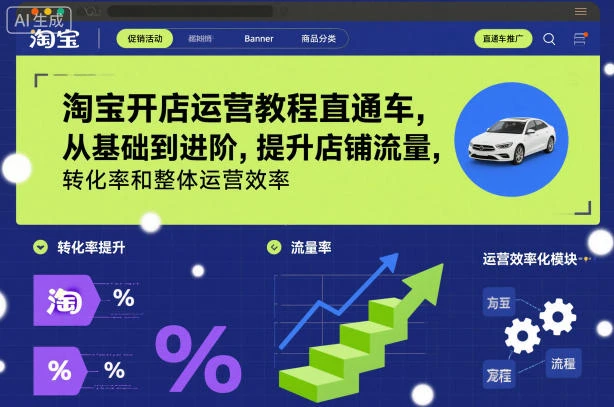 【精】淘宝开店运营教程直通车，从基础到进阶，提升店铺流量，转化率和整体运营效率(更新26年1月)-五六七网创电商学院