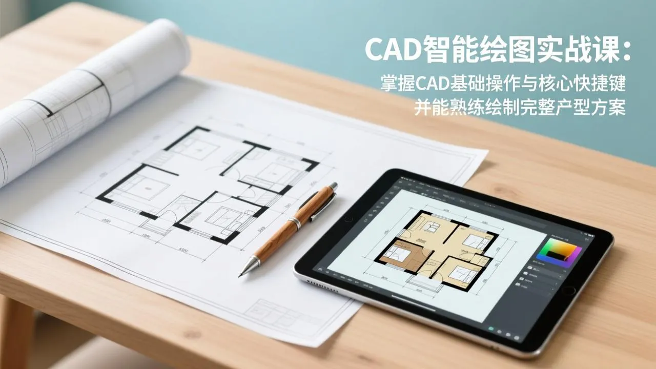 【精】CAD智能绘图实战课：掌握CAD基础操作与核心快捷键，并能熟练绘制完整户型方案-五六七网创电商学院